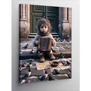 Kanvas Tablo Akordiyon Çalan Çocuk