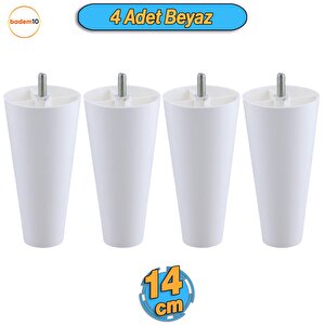 4 Adet Düz Plastik Ayak 14 Cm Mobilya Sehpa Kanepe Tv Ünitesi Koltuk Ayağı Baza Ayakları Beyaz