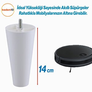 4 Adet Düz Plastik Ayak 14 Cm Mobilya Sehpa Kanepe Tv Ünitesi Koltuk Ayağı Baza Ayakları Beyaz