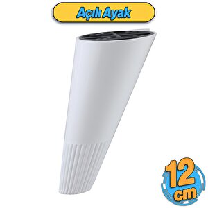 Açılı Konik Beyaz 12 Cm Mobilya Yükseltici Baza Ayağı Koltuk Kanepe Altı Puf Ayakları