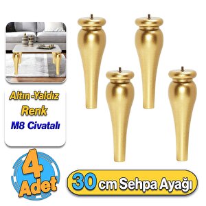 Sembol Plastik Sehpa Ayağı 30 Cm Altın Yaldız 4 Adet Mobilya Orta Sehpası M8 Civatalı Ayak Ayaklar