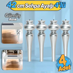 Damla Plastik 4 Adet Sehpa Ayağı 42 Cm Gümüş Orta Sehpası Ayak Zigon Sehpa Mobilya Ayakları Gri