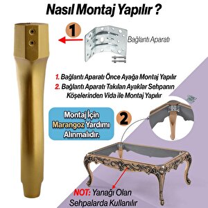 Erva Plastik 4 Adet Sehpa Ayağı 46 Cm Gold Altın Orta Ayak Zigon Sehpa Mobilya Masa Ayakları Altın