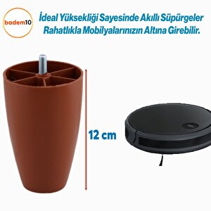 Oval 4 Adet Aparatlı Plastik Ayak 12 Cm Kahverengi Mobilya Sehpa Kanepe Koltuk Ayağı Baza Ayakları