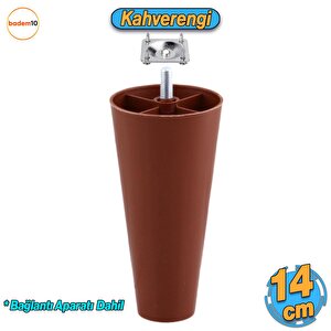 Düz Plastik Ayak 14 Cm Mobilya Sehpa Kanepe Ünitesi Koltuk Ayağı Baza Ayakları Kahverengi Aparatlı