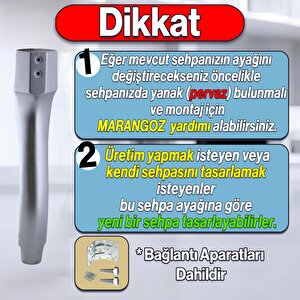 Erva Plastik Sehpa Ayağı 46 Cm Gümüş Renk Orta Ayak Zigon Sehpa Mobilya Masa Ayakları Gri 1 Adet
