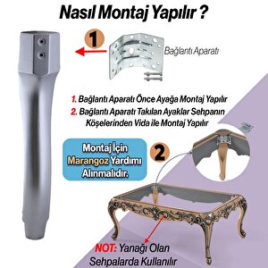 Erva Plastik Sehpa Ayağı 46 Cm Gümüş Renk Orta Ayak Zigon Sehpa Mobilya Masa Ayakları Gri 1 Adet