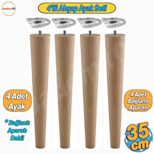 4'lü Ahşap Sehpa Ayak Takımı 35 Cm Zigon Puf Tabure Ayağı Masa Ayakları Açılı Bağlantı Aparatı Dahil