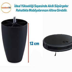 Oval Plastik Ayak 12 Cm Siyah Mobilya Yükseltici Sehpa Kanepe Koltuk Ayağı Baza Ayakları Aparatlı