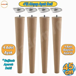 4'lü Ahşap Sehpa Ayak Takımı 45 Cm Zigon Puf Tabure Ayağı Masa Ayakları Açılı Bağlantı Aparatı Dahil