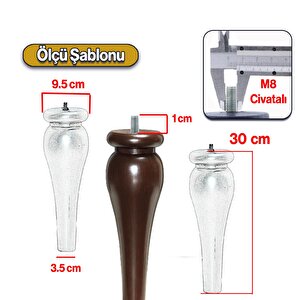 Sembol Plastik Sehpa Ayağı 30 Cm Ahşap Desenli 1 Adet Mobilya Orta Sehpası M8 Civatalı Ayak Ayaklar