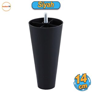 Düz Plastik Ayak 14 Cm Mobilya Yükseltici Sehpa Kanepe Tv Ünitesi Koltuk Ayağı Baza Ayakları Siyah