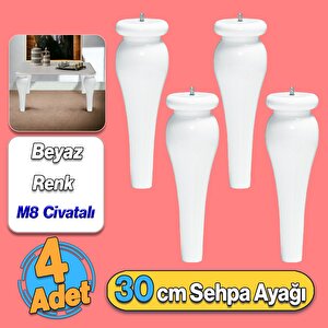 Sembol Plastik Sehpa Ayağı 30 Cm Beyaz Renk 4 Adet Mobilya Orta Sehpası M8 Civatalı Ayak Ayaklar