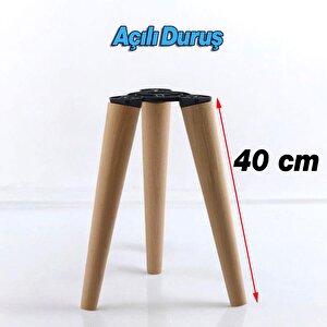Ahşap Sehpa 3'lü Ayak Takımı 40 Cm Zigon Puf Tabure Ayağı Masa Ayakları 40 Cm Bağlantı Aparatı Dahil