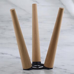 Ahşap Sehpa 3'lü Ayak Takımı 40 Cm Zigon Puf Tabure Ayağı Masa Ayakları 40 Cm Bağlantı Aparatı Dahil