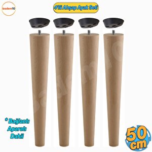4 Adet Ahşap Mobilya Ayağı 50 Cm Dereceli Aparatlı Sehpa Zigon Orta Masa Puf Tabure Ayakları M8
