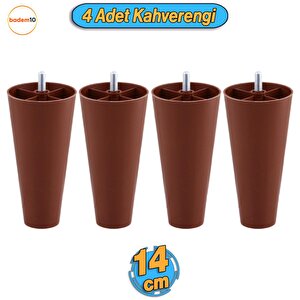 4 Adet Düz Plastik Ayak 14 Cm Mobilya Sehpa Kanepe Tv Ünitesi Koltuk Ayağı Baza Ayakları Kahverengi
