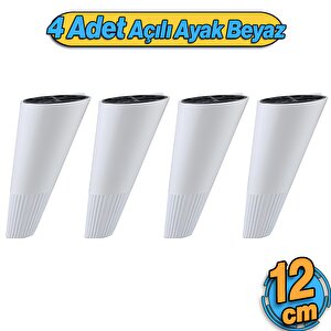 Açılı Konik 4 Adet Beyaz 12 Cm Mobilya Yükseltici Baza Ayağı Koltuk Kanepe Altı Puf Ayakları