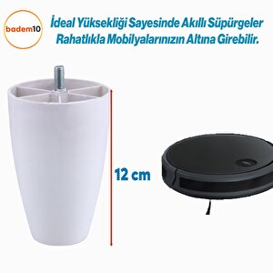 Oval 4 Adet Ayak 12 Cm Mobilya Yükseltici Sehpa Kanepe Tv Ünitesi Koltuk Ayağı Baza Ayakları Beyaz