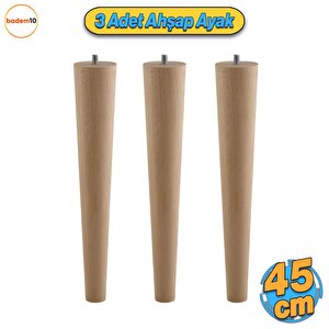 Ahşap Mobilya Ayağı 3 Adet 45 Cm Sehpa Zigon Orta Masa Puf Tabure Tv Ünitesi Ayakları M8 Civatalı