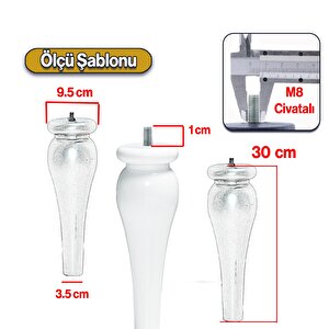 Sembol Plastik Sehpa Ayağı 30 Cm Beyaz Renk 1 Adet Mobilya Orta Sehpası M8 Civatalı Ayak Ayaklar