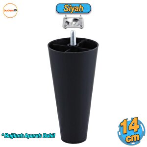 Düz Plastik Ayak 14 Cm Mobilya Sehpa Kanepe Tv Ünitesi Koltuk Ayağı Baza Ayakları Siyah Aparat Dahil