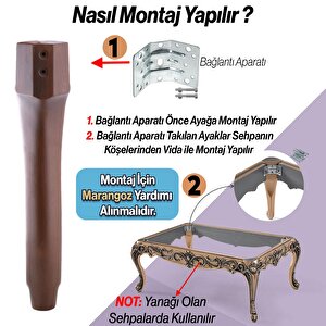 Erva Plastik Sehpa Ayağı 46 Cm Ahşap Desenli Orta Ayak Zigon Sehpa Mobilya Masa Ayakları Kahverengi