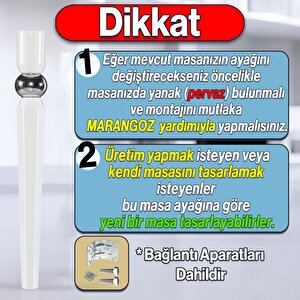 Elips Masa Dresuar Ayağı 75 Cm Plastik Beyaz Ayak Mutfak Yemek Masası Mobilya Ayakları Beyaz
