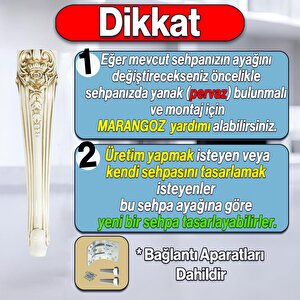 Nehir Plastik 4 Adet Sehpa Ayağı 40 Cm Krem Altın Orta Ayak Zigon Sehpa Mobilya Masa Ayakları Gold