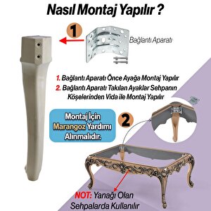 Nehir Plastik 4 Adet Sehpa Ayağı 40 Cm Krem Altın Orta Ayak Zigon Sehpa Mobilya Masa Ayakları Gold