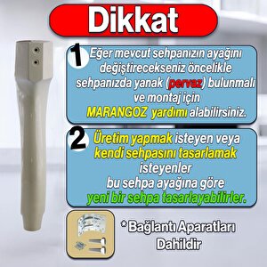 Erva Plastik Sehpa Ayağı 46 Cm Krem Altın Orta Ayak Zigon Sehpa Mobilya Masa Ayakları Gold 1 Adet