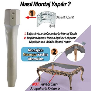 Erva Plastik Sehpa Ayağı 46 Cm Krem Altın Orta Ayak Zigon Sehpa Mobilya Masa Ayakları Gold 1 Adet