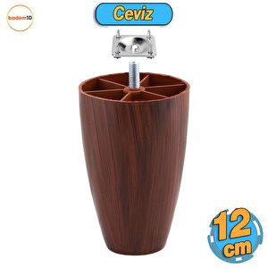 Oval Plastik Ayak 12 Cm Ceviz Mobilya Yükseltici Sehpa Kanepe Koltuk Ayağı Baza Ayakları Aparatlı