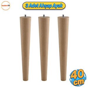 Ahşap Mobilya Ayağı 3 Adet 40 Cm Sehpa Zigon Orta Masa Puf Tabure Tv Ünitesi Ayakları M8 Civatalı