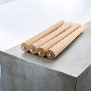 4'lü Ahşap Sehpa Ayak Takımı 50 Cm Zigon Puf Tabure Ayağı Masa Ayakları Açılı Bağlantı Aparatı Dahil