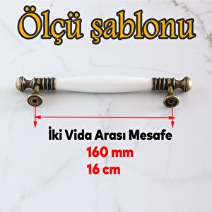 Gordion Gerçek Porselen Eskitme Antik Beyaz 160 Mm Mobilya Mutfak Dolabı Dolap Kulpu Kulbu Kulpları
