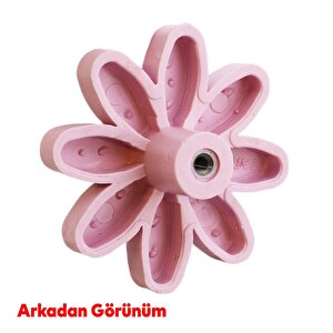 Plastik Papatya Gülücüklü 5 Adet Pembe Renk Mobilya Çoçuk Odası Dolabı Kapak Kulpu Çekmece Kulbu