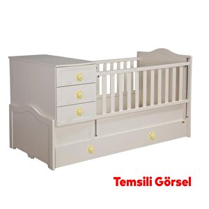 Plastik Papatya Gülücüklü 5 Adet Krem Aytaşı Mobilya Çoçuk Odası Dolabı Kapak Kulpu Çekmece Kulbu