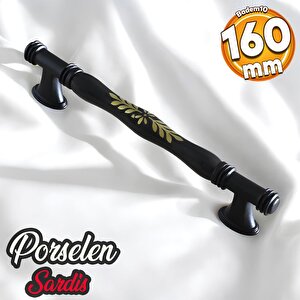 Sardis Gerçek Porselen Mat Siyah 160 Mm Mobilya Mutfak Kulp Çekmece Dolap Kulplar Kulpu Kulbu