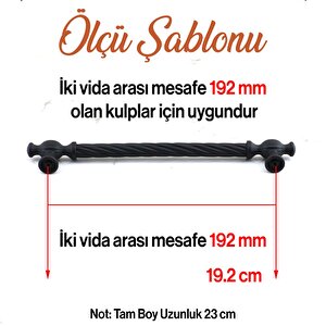Burma Siyah Metal Kulp 192 Mm - 19.2 Cm Mobilya Çekmece Mutfak Dolabı Dolap Kulpları Kulbu Kulpu