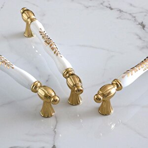Pepuza Gerçek Porselen Altın Gold 192 Mm Mobilya Mutfak Kulp Çekmece Dolap Kulplar Kulpu Kulbu