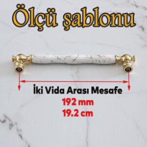 Anavarza Gerçek Porselen Gold Beyaz 192 Mm Mobilya Mutfak Kulp Çekmece Dolap Kulplar Kulpu Kulbu
