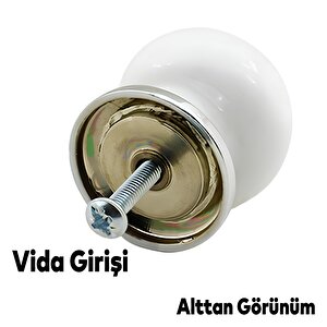 Eymen Polimer Düğme Kulp Beyaz Antik Sarı Mobilya Mutfak Çekmece Dolap Kulpu Kulbu Kulpları 5 Adet
