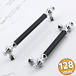 Çınar 128 Mm Krom Siyah Metal Mobilya Mutfak Çekmece Dolap Dolabı Kapak Kulbu Kulpları Kulpu 128 Mm