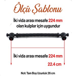 Burma Siyah Metal Kulp 224 Mm - 22.4 Cm Mobilya Çekmece Mutfak Dolabı Dolap Kulpları Kulbu Kulpu