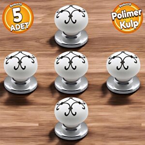 Sude Polimer Düğme Kulp Yıldız Siyah Krom Mobilya Mutfak Çekmece Dolap Kulpu Kulbu Kulpları 5 Adet