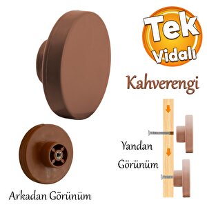 Plastik Yuvarlak Düz Kahverengi Renk Oda Mobilya Mutfak Dolabı Kapak Kulpu Çekmece Kulbu 1 Adet