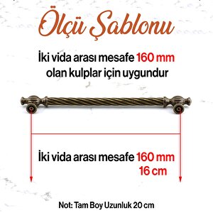 Burma Eskitme Antik Sarı Metal 160 Mm - 16 Cm Mobilya Mutfak Çekmece Dolap Kulpu Kulbu Kulpları