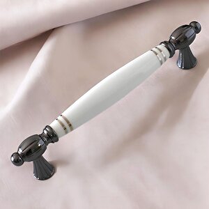 Mira Gerçek Porselen Beyaz Füme Çizgili 160 Mm Mobilya Mutfak Kulp Çekmece Dolap Kulplar Kulpu Kulbu