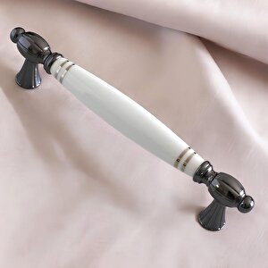 Mira Gerçek Porselen Beyaz Füme Çizgili 160 Mm Mobilya Mutfak Kulp Çekmece Dolap Kulplar Kulpu Kulbu